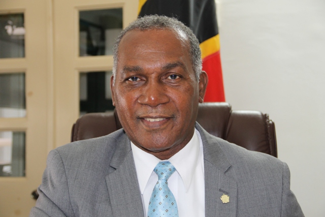 Premier of Nevis and Minister of Education Hon. Vance Amory at his Bath Hotel office on April 11, 2016